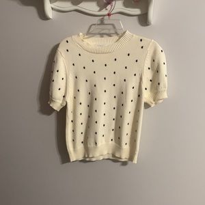 creme polka dot sweater